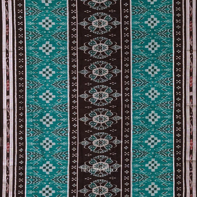 Green Black Flower Pasapali Sambalpuri Pure Cotton Saree