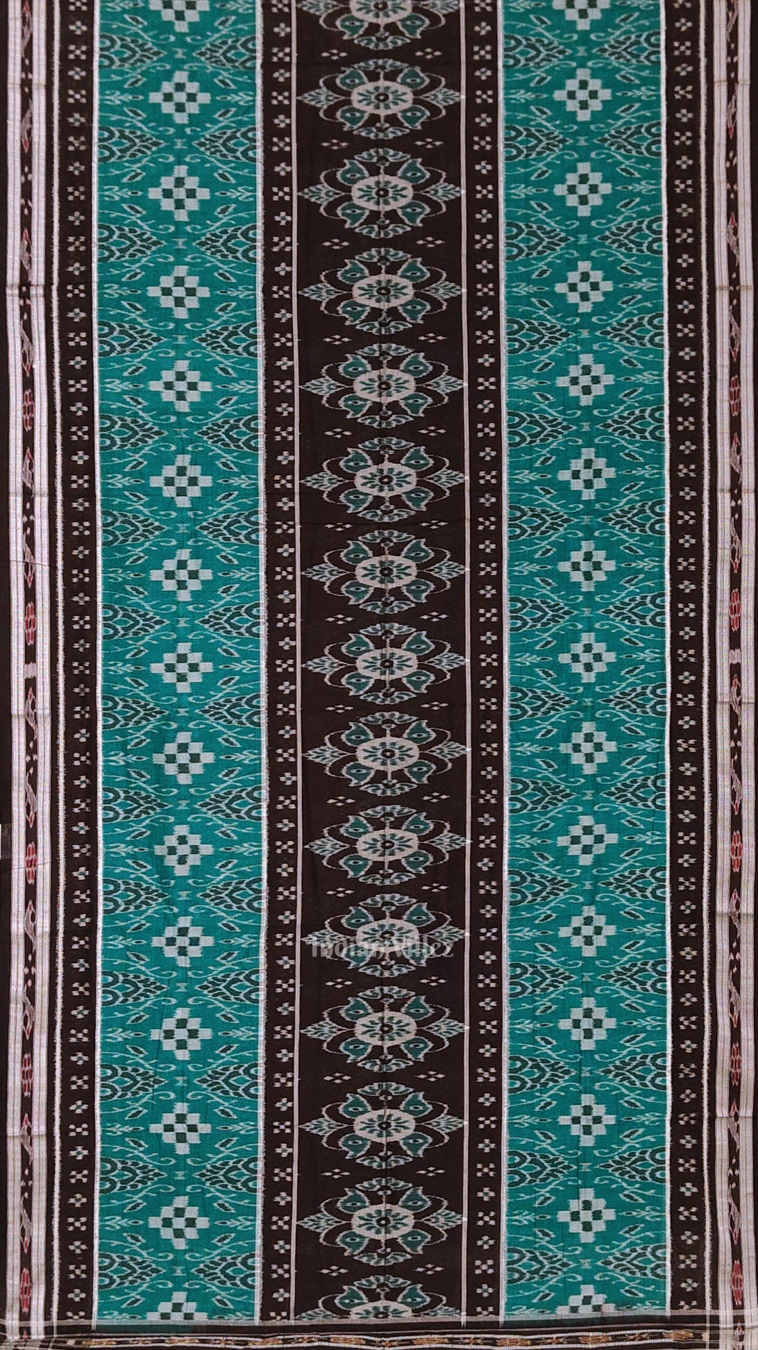 Green Black Flower Pasapali Sambalpuri Pure Cotton Saree
