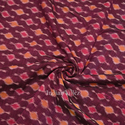 Wine Purple Odisha Ikat Cotton Fabric