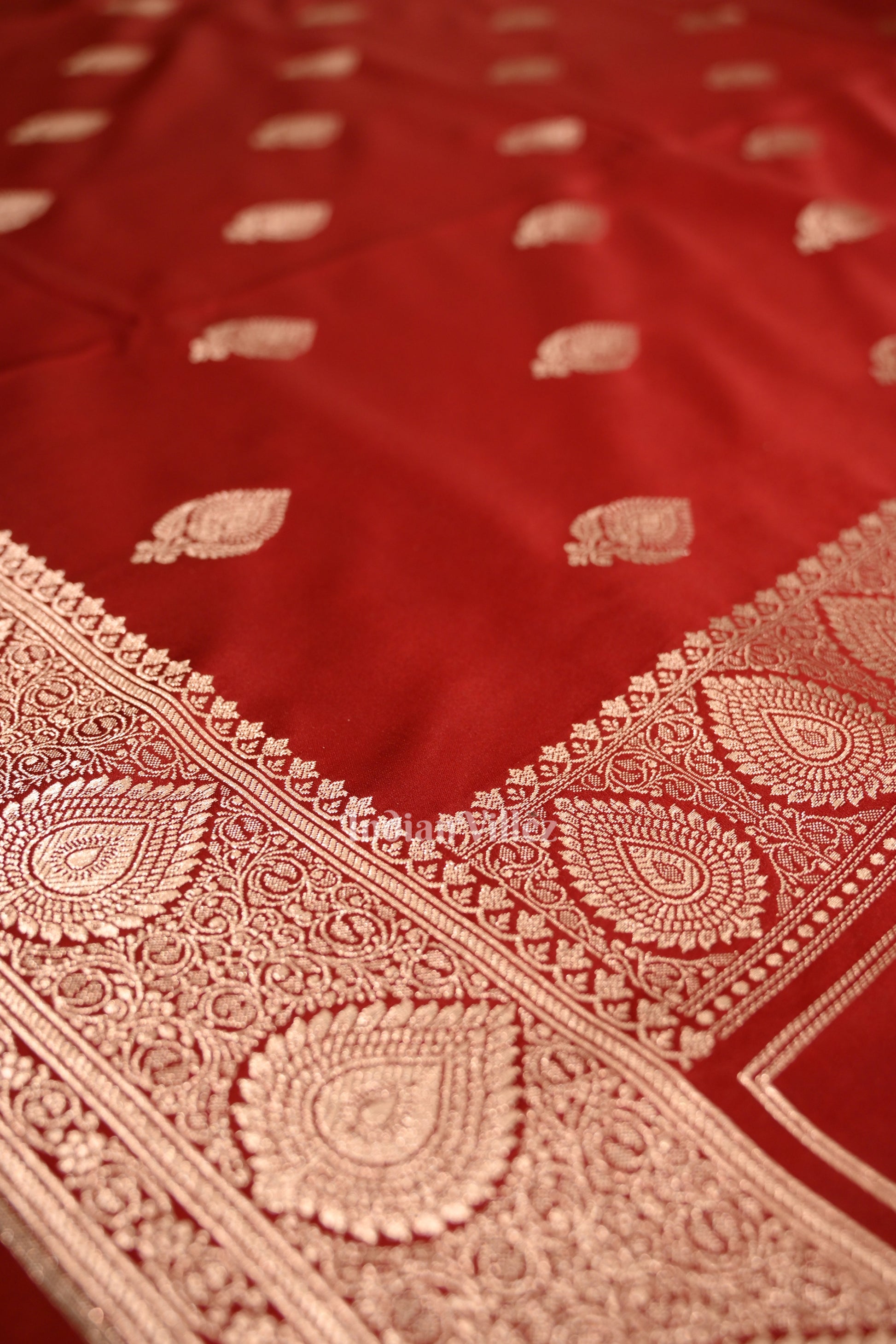 Dark Maroon Red Soft Pure Mashru Satin Silk Banarasi Saree