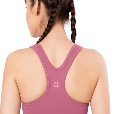 Energize Medium Impact Round Neck Sports Bra - Heather Rose
