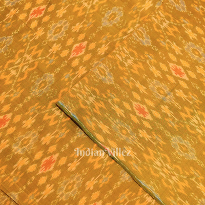 Mustard Yellow Pochampally Ikat Silk & Cotton (Sico) Fabric