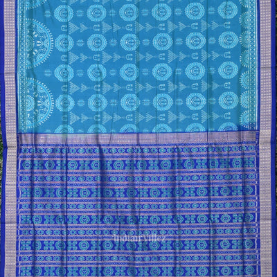 Deep Blue Odisha Ikat Jhoti Theme Sambalpuri Silk Saree