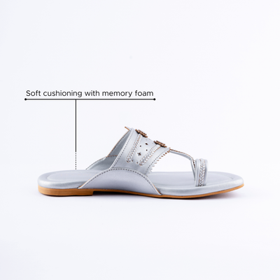 Silver Solid Kolha Flats