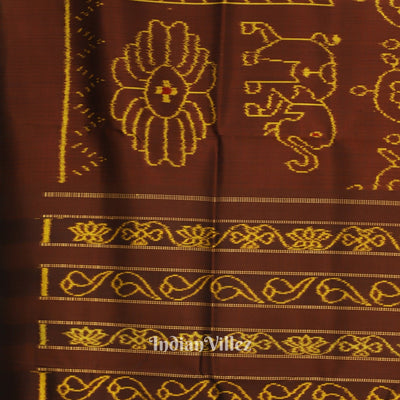 Cofee Elephant Theme Contemporary Silk Saree