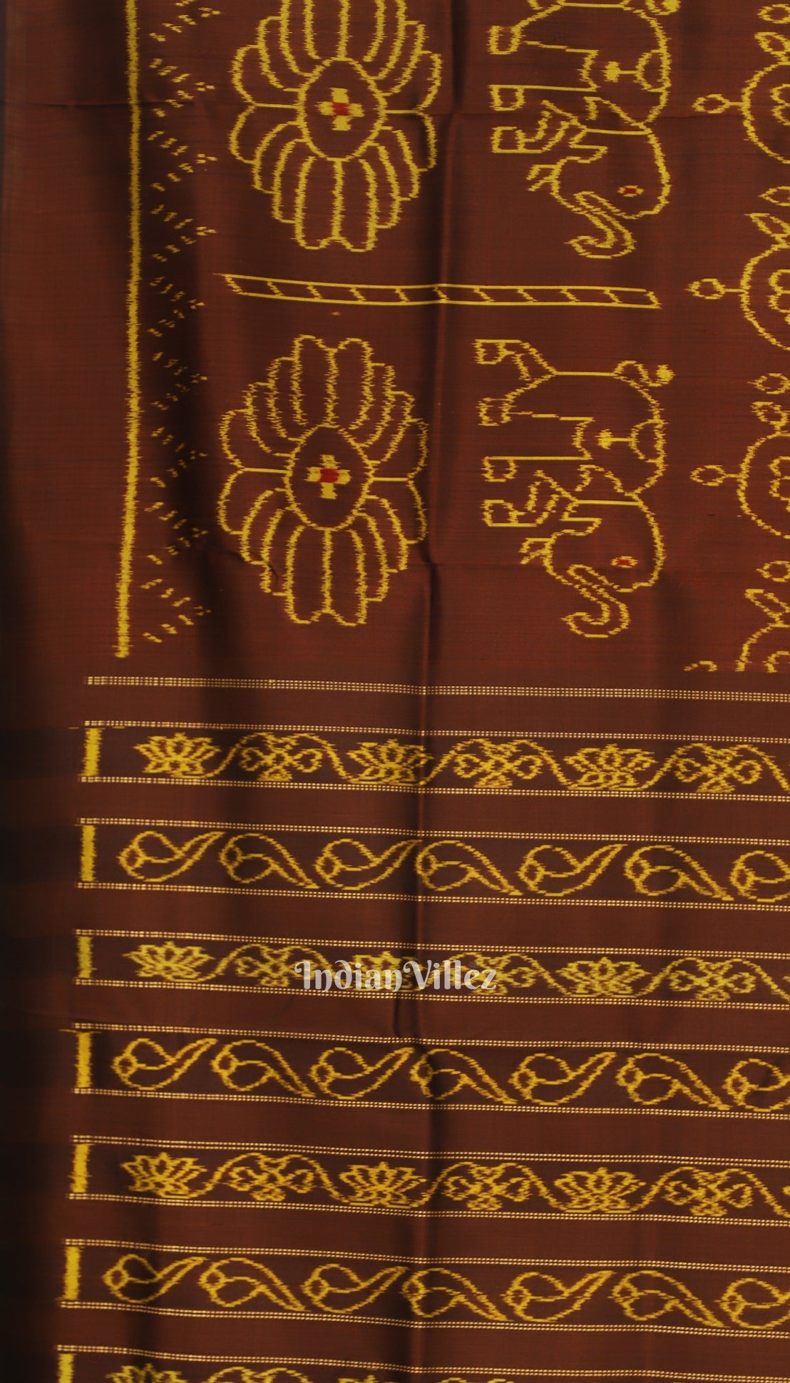 Cofee Elephant Theme Contemporary Silk Saree