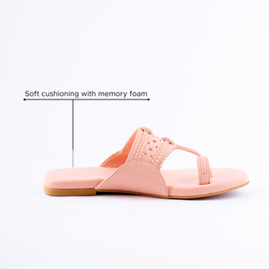 Salmon Peach Solid Kolha Flats