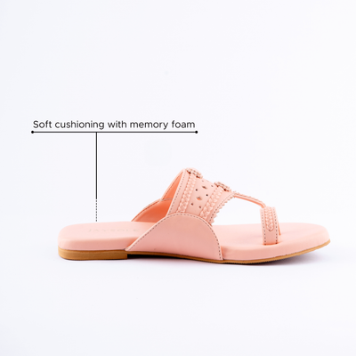 Salmon Peach Solid Kolha Flats