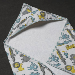 Block Printed Cotton Baby Terry/Hooded Towel 01
