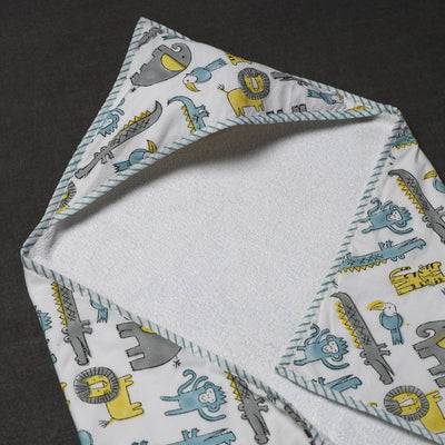Block Printed Cotton Baby Terry/Hooded Towel 01
