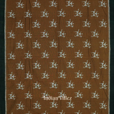 Brown Tribal Theme Odisha Ikat Sambalpuri Pure Cotton Saree