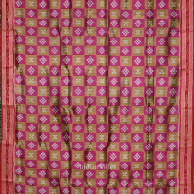 Pink Olive Green Pasapali Patli Odisha Ikat Khandua Silk Saree