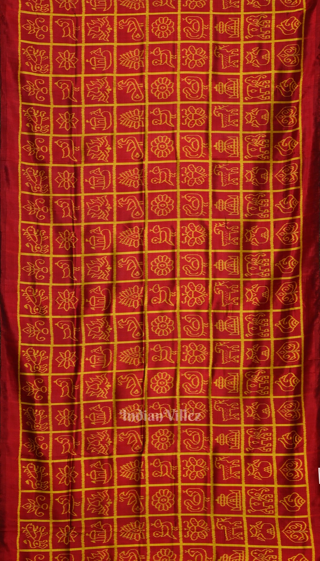 Deep Red Nabakothi Contemporary Silk Saree