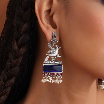trueBrowns Silver Tone Bird Earrings