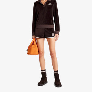 SPORTY & RICH | NY CREST VELOUR SHORT { BROWN