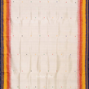 White with Multicolor Odisha Ikat Kathiphera Khandua Silk Saree