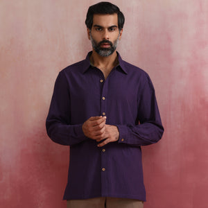 trueBrowns Men's Purple Cotton Shirt