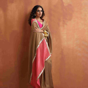 trueBrowns Bronze Tissue Ready To Wear Saree