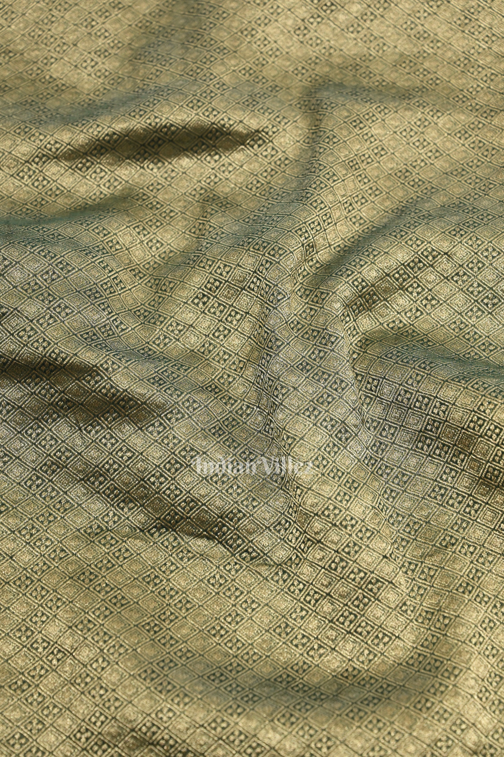 Dark Green Shikargah Theme Banarasi Khaddi Georgette Saree