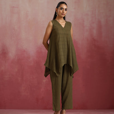 trueBrowns Olive Cotton Dobby Co-ord set