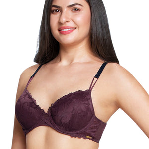 Lace Embrace Solid Padded wired Bra - Fig