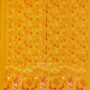 Yellow Red Tribal Design  Sambalpuri Cotton Dress set with Dupatta