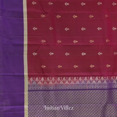 Dark Maroon With Blue Pure Kanjivaram Soft Silk Saree