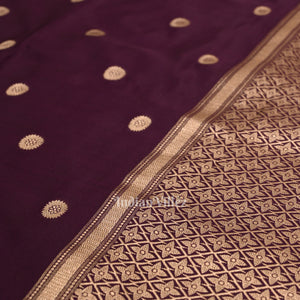 Purple Floral Motif Mashru Satin Silk Banarasi Saree