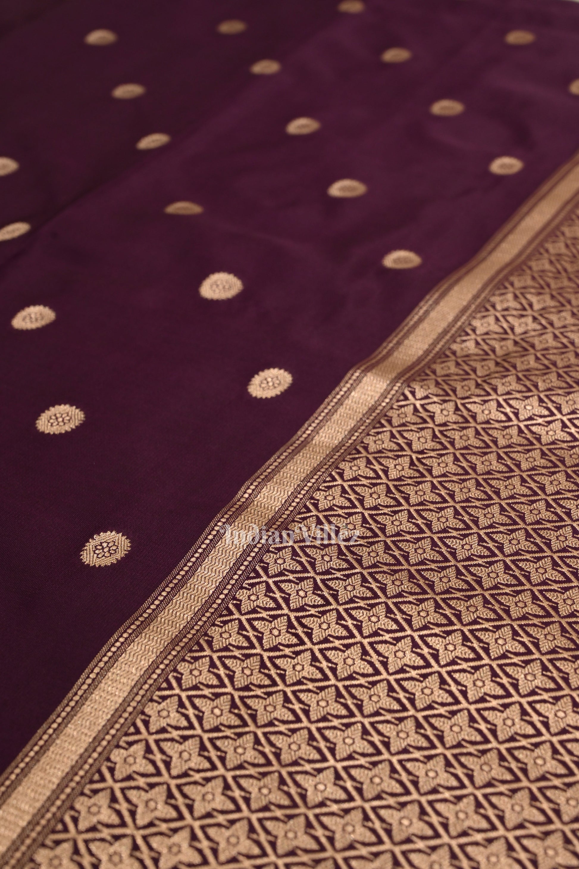 Purple Floral Motif Mashru Satin Silk Banarasi Saree