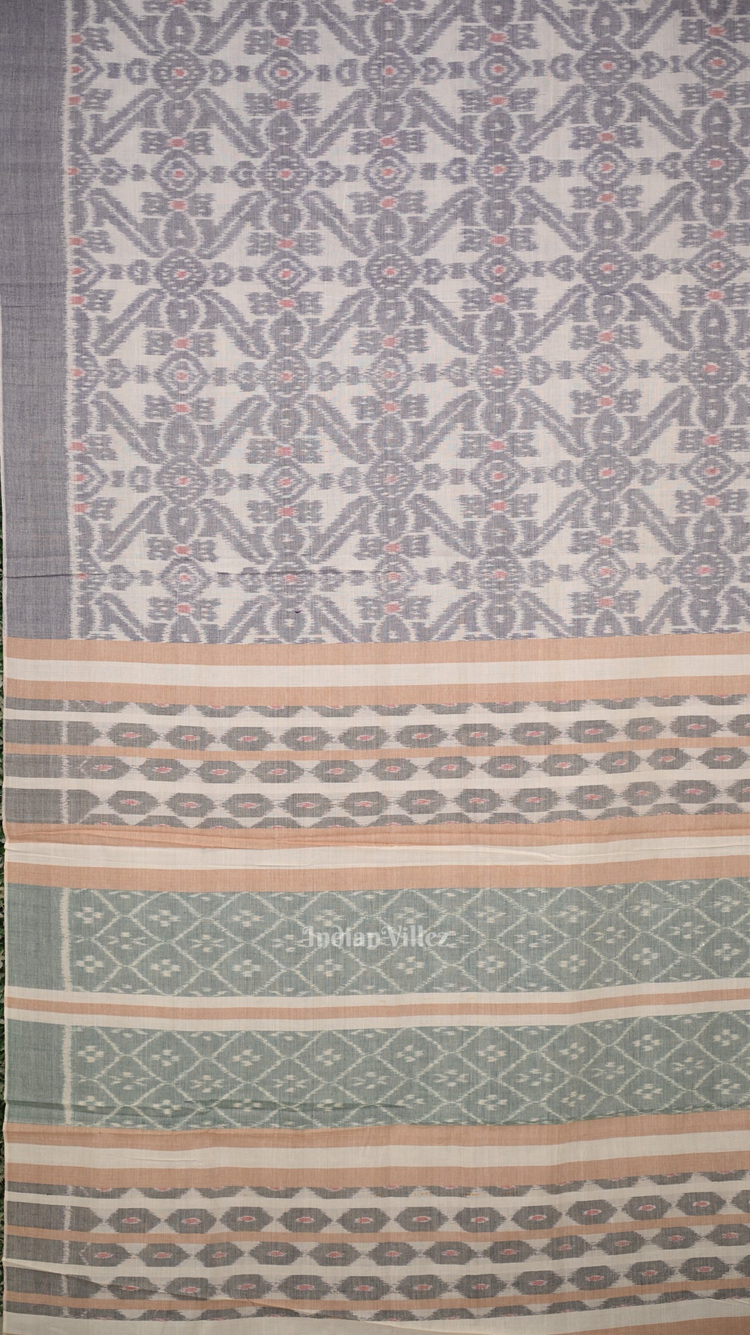 Cement Gray Sambalpuri Cotton Saree