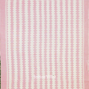 Light Pink Pure Sambalpuri Ikat Cotton Saree