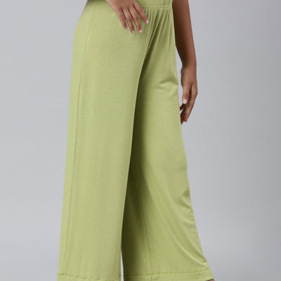 Girls Solid Light Pista Knit Palazzo