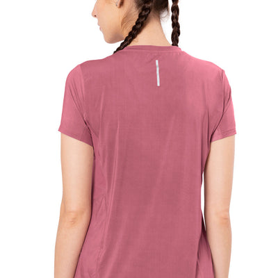 Flaunt Short Sleeve Round Neck Workout T-Shirt - Heather Rose