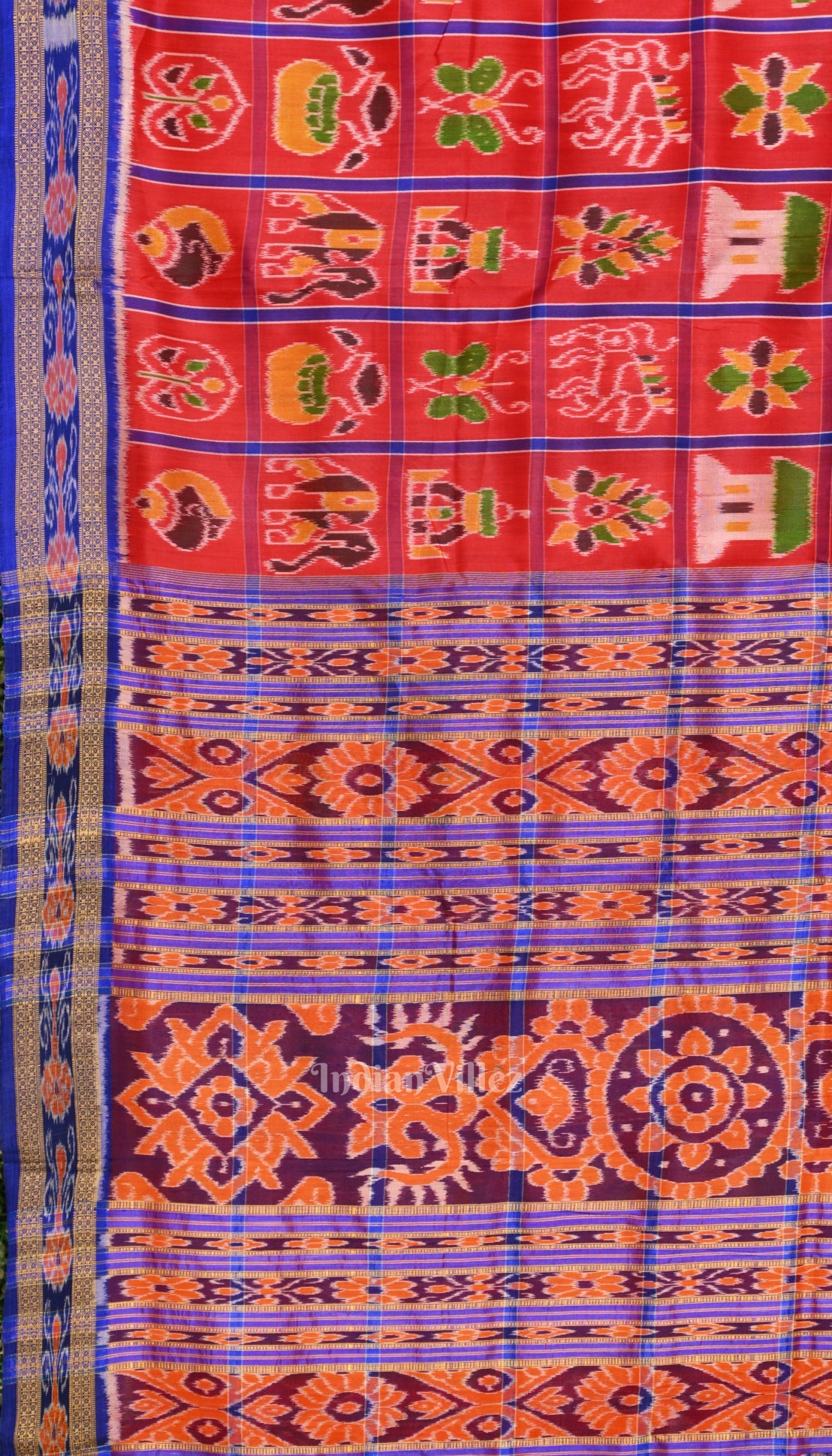 Cherry Red  Nabakothi  Odisha Handloom Khandua Silk Saree