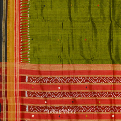 Green Red Kathiphera Odisha Ikat Khandua Silk Saree