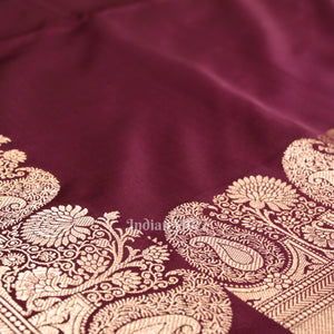 Wine Pure Soft Mashru Satin Silk Banarasi Saree