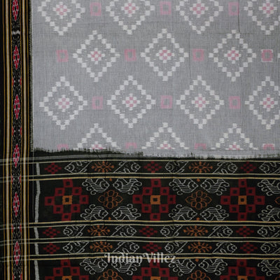 Faded Black Pasapali Theme Odisha Ikat Sambalpuri Pure Cotton Saree