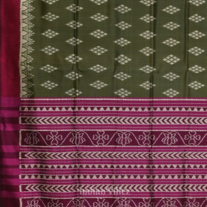 Sage Green with Wine Jhoti Theme Contemporary Designer Silk Saree