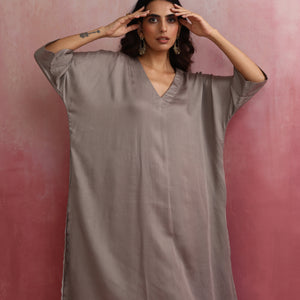 trueBrowns Grey Modal Kimono Kurta Set