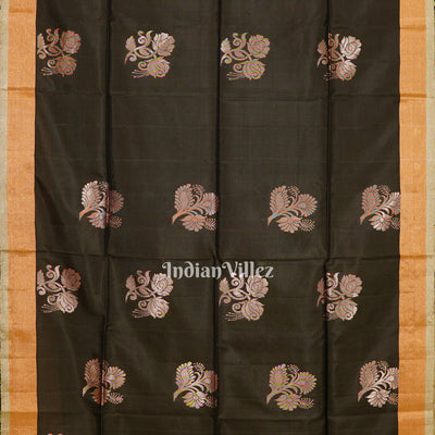 Black Blue Handwoven Bishnupuri Silk Saree
