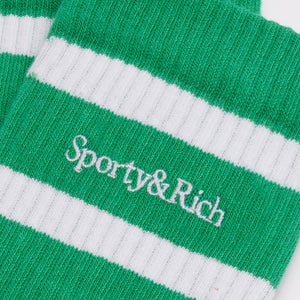 SPORTY & RICH | SERIF LOGO SOCKS { VERDE/WHITE