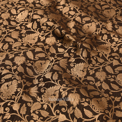 Black Coffee With Golden Work Pure Kanjivaram Silk Saree