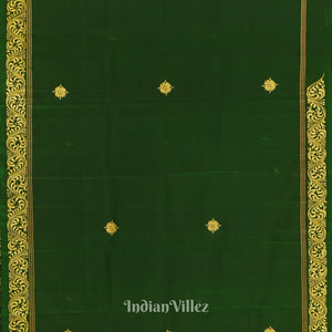 Green With Light Pink Ramayan Theme Hand-Painted Pattachitra Saree