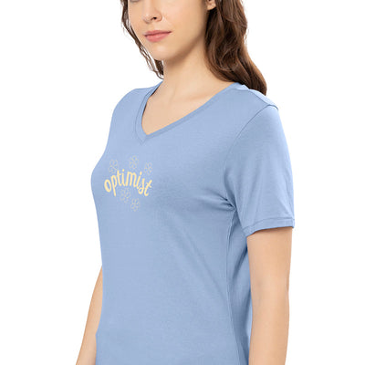 V-Neck Sleep Tee - Brunnera Blue
