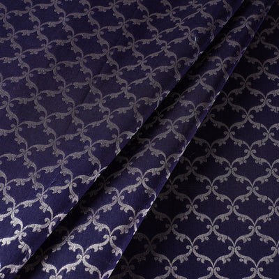 Blue - Banarasi Zari Jaal Silk Cotton Fabric