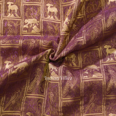 Lavender Purple Banarasi  Katan Tissue Saree with Tassels