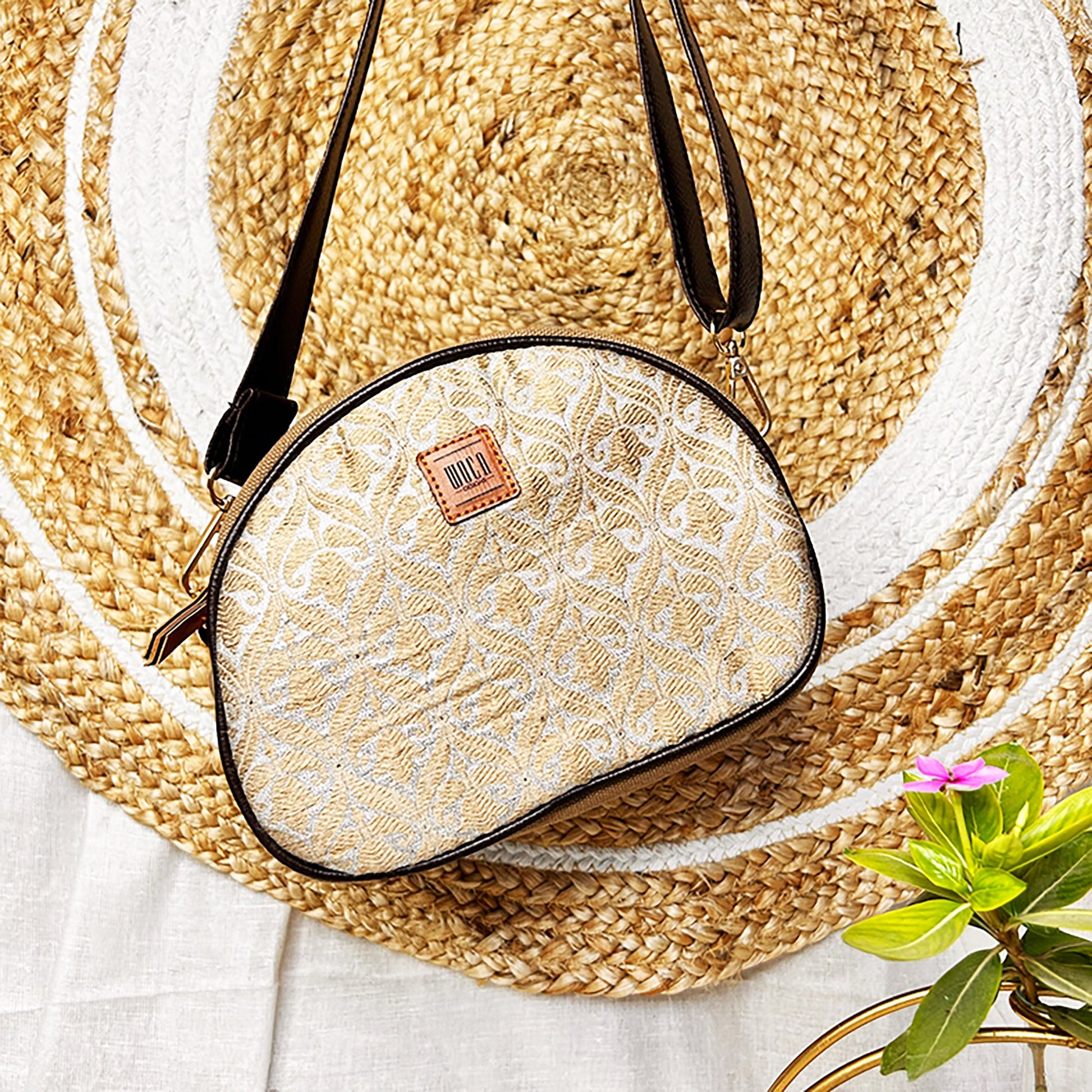 Beige - Mastani Banarasi Silk Sling Bag