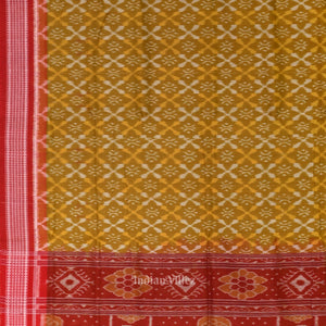 Mehendi Red Odisha Ikat Sambalpuri Pure Cotton Saree