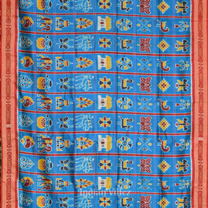Surf Blue with Red Odisha Ikat Nabakothi Khandua Silk Saree