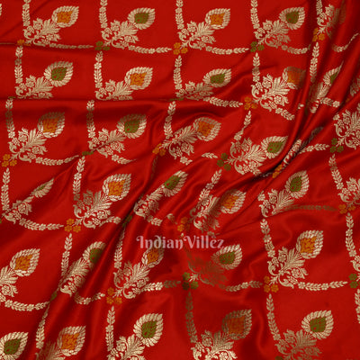 Red Meenakari Pure Mashru Satin Silk Banarasi Saree